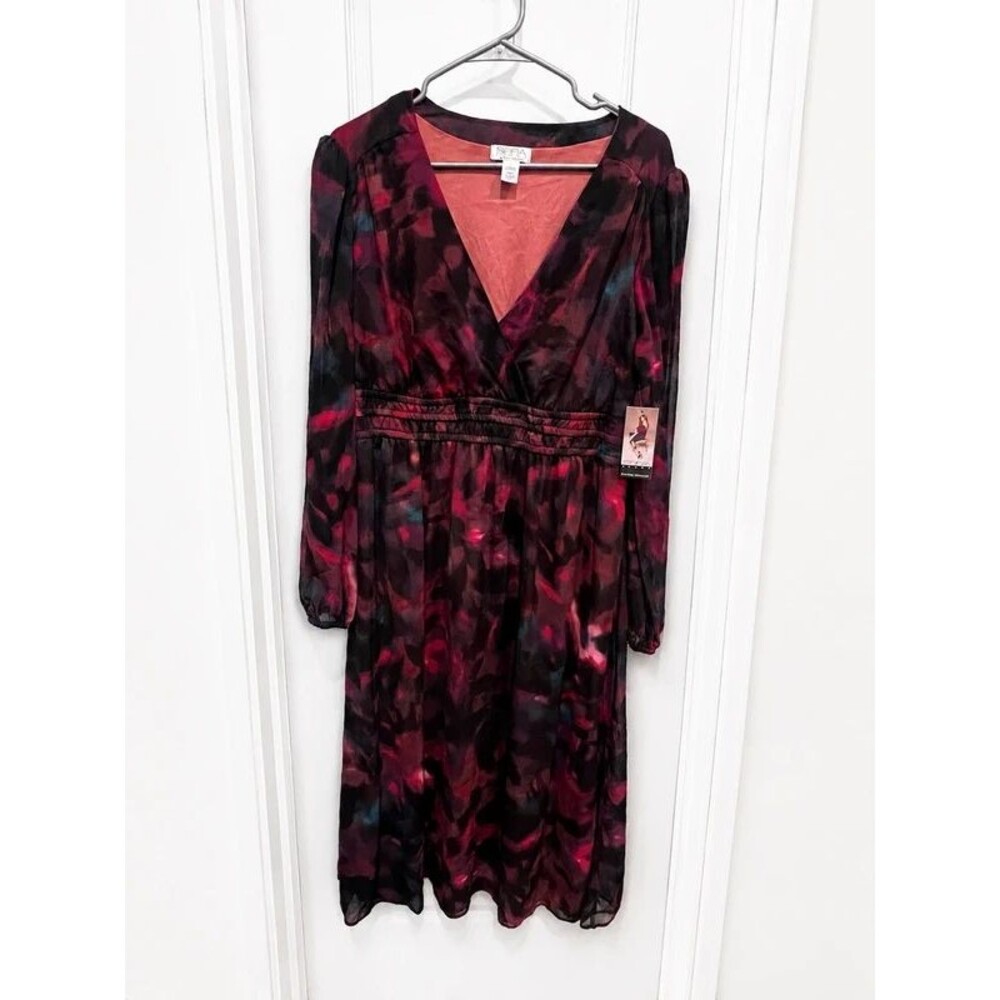 Sofia Jeans by Sofia Vergara Floral Long Sleeve Midi Dress Size L 12/14